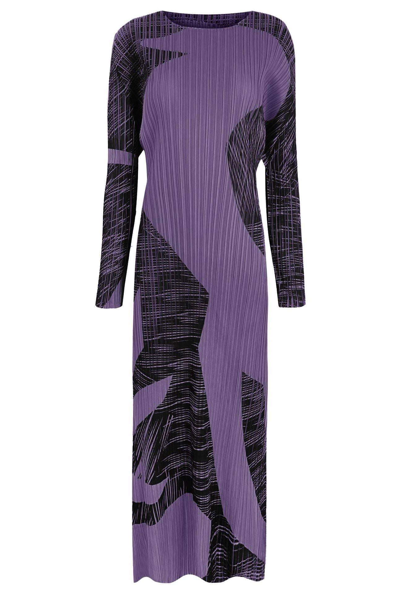 Gentle Print Pleated A-Line Dress