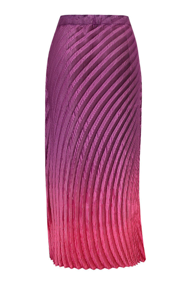 Fish Scale Gradient Pleated A-Line Skirt