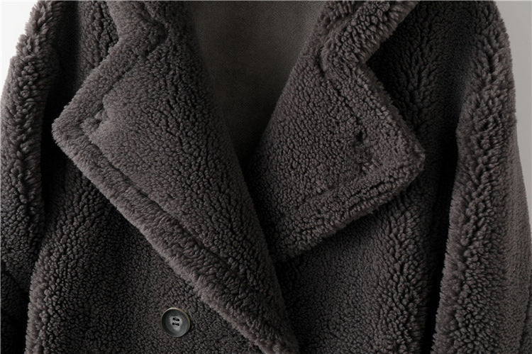 Teddy Bear Icon 100% Wool&Cashmere Coat–Gray with Hood