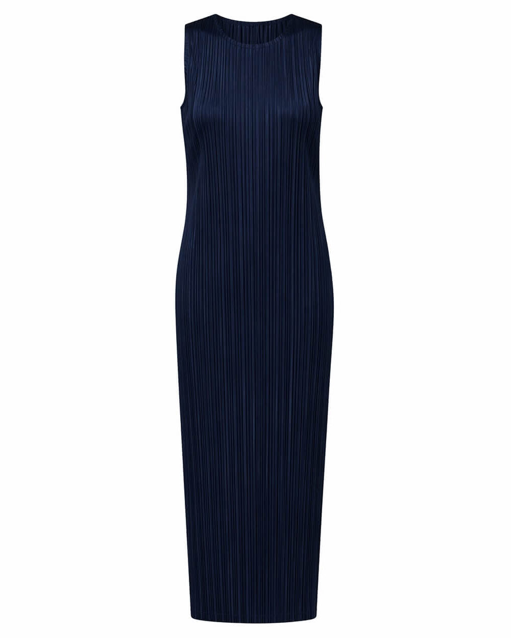 Pleated Midi Dress -Navy Blue