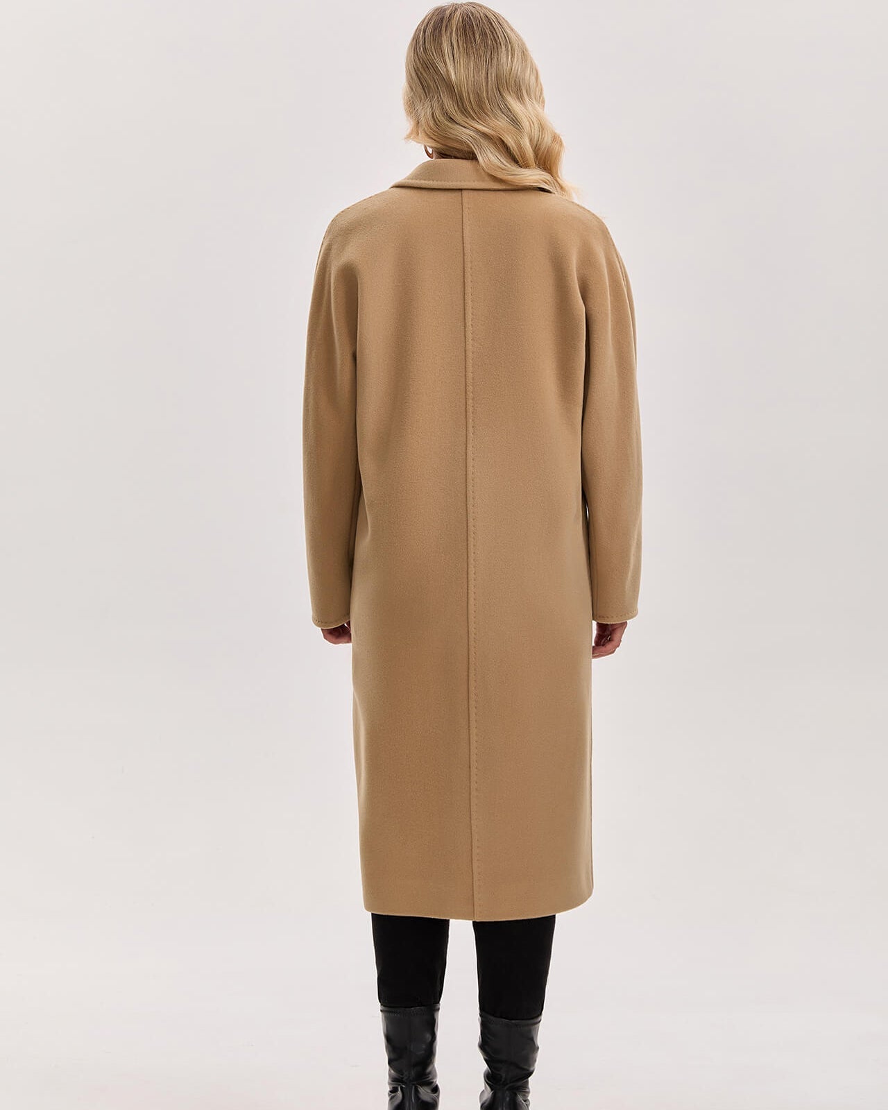 Women’s Double-Faced 100% Wool & Cashmere Double-Breasted Coat- CAMEL