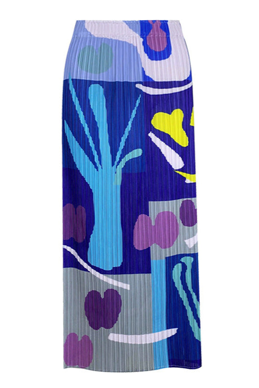 Printed Pleated A-Line Skirt – Mid-Length