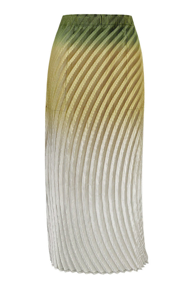 Fish Scale Gradient Pleated A-Line Skirt