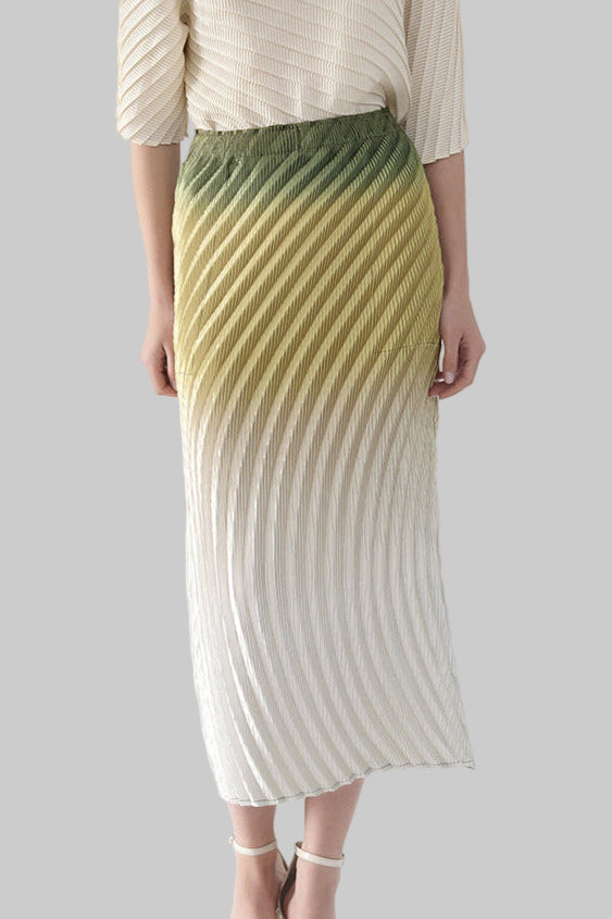 Fish Scale Gradient Pleated A-Line Skirt