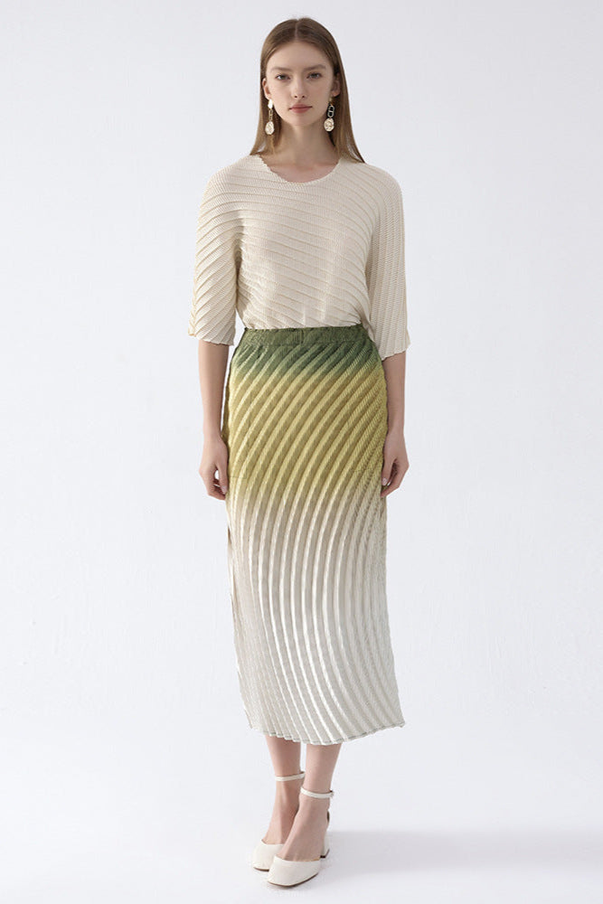 Fish Scale Gradient Pleated A-Line Skirt