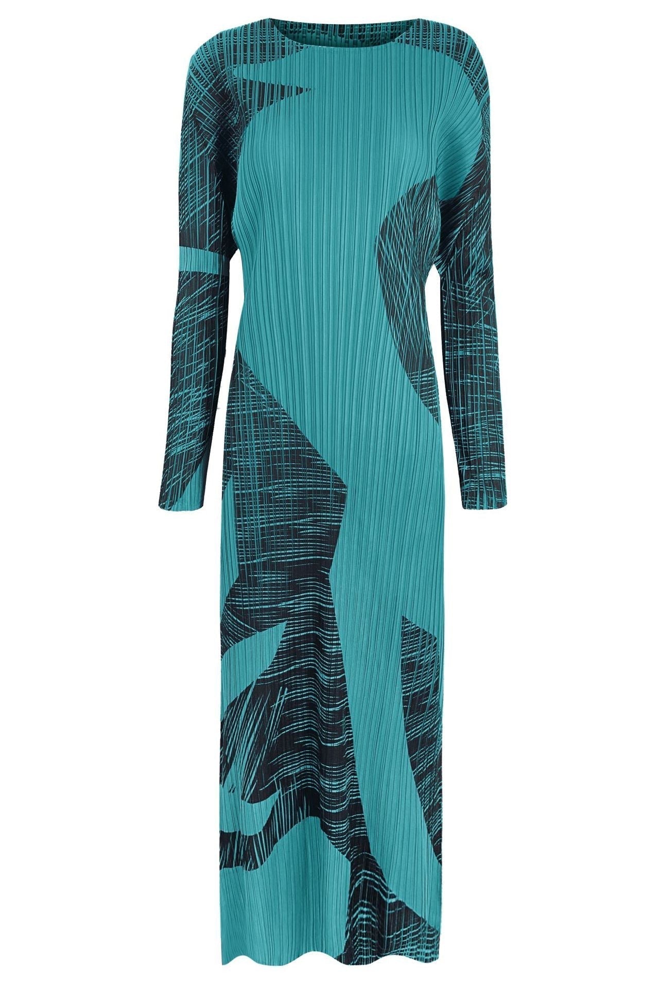 Gentle Print Pleated A-Line Dress
