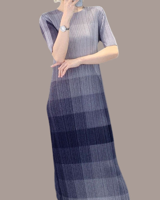 Women’s Designer-Inspired Colorblock Pleated Dress
