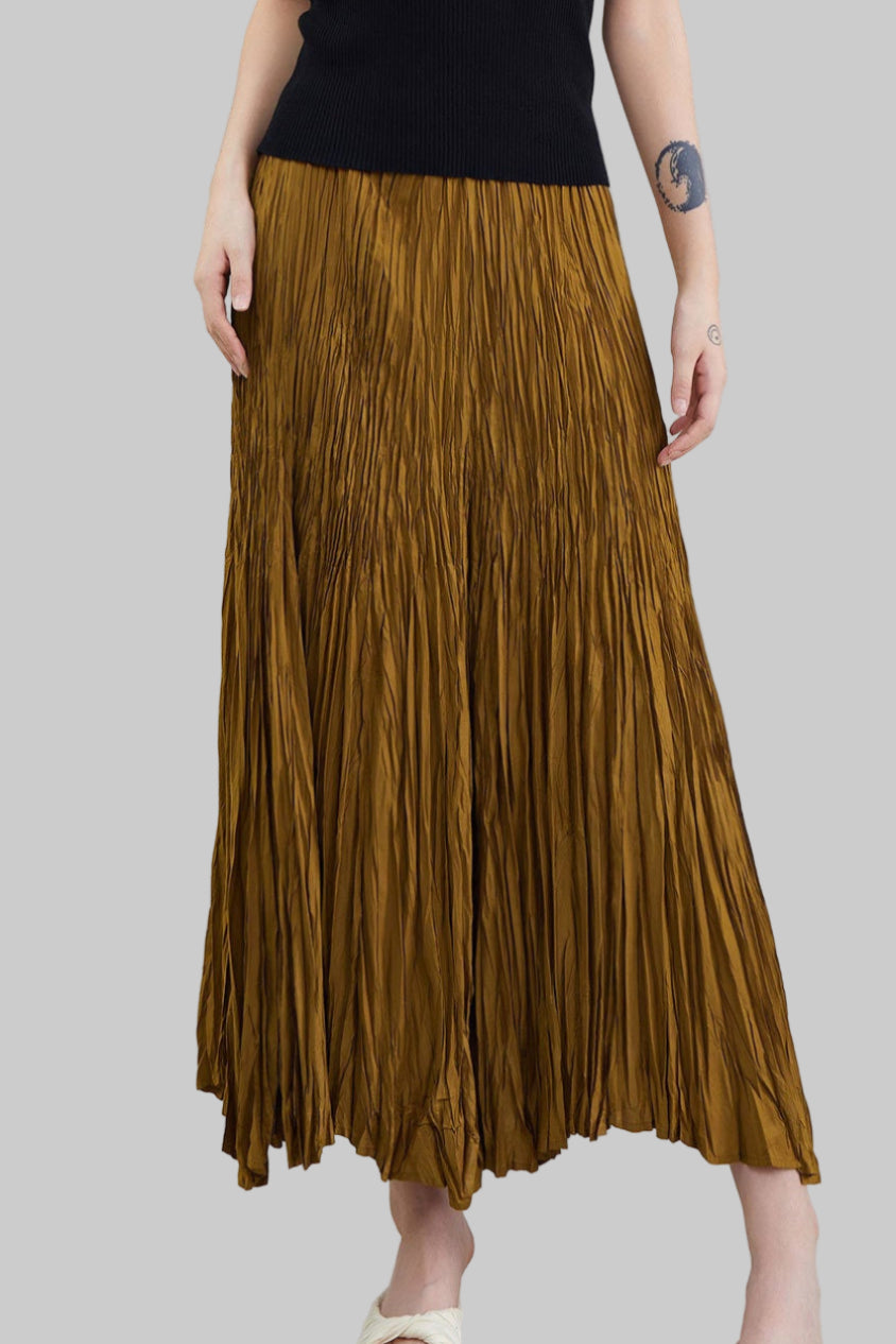 Pleated A-Line Swing Skirt – Mid-Length
