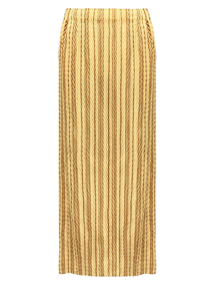 Pleated Striped Top and Slim Skirt Set