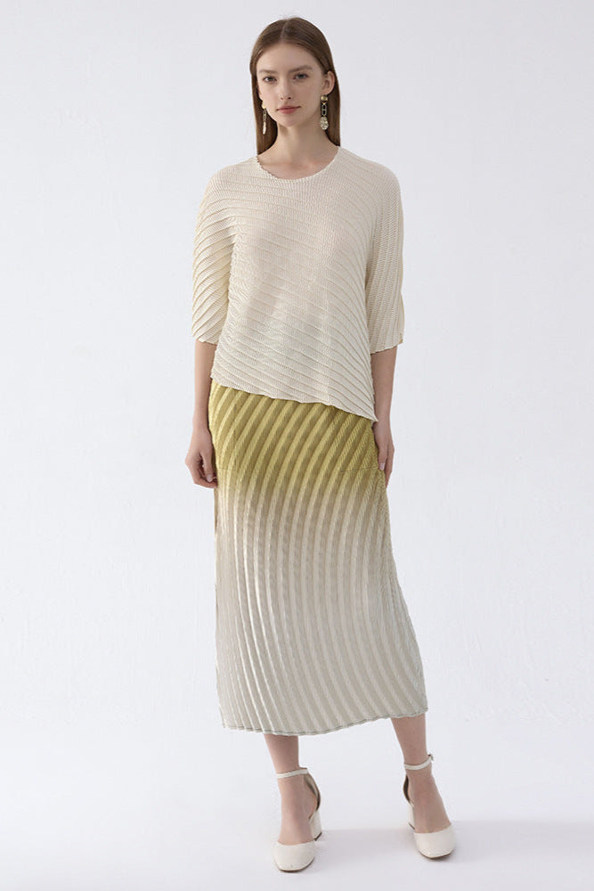 Fish Scale Gradient Pleated A-Line Skirt