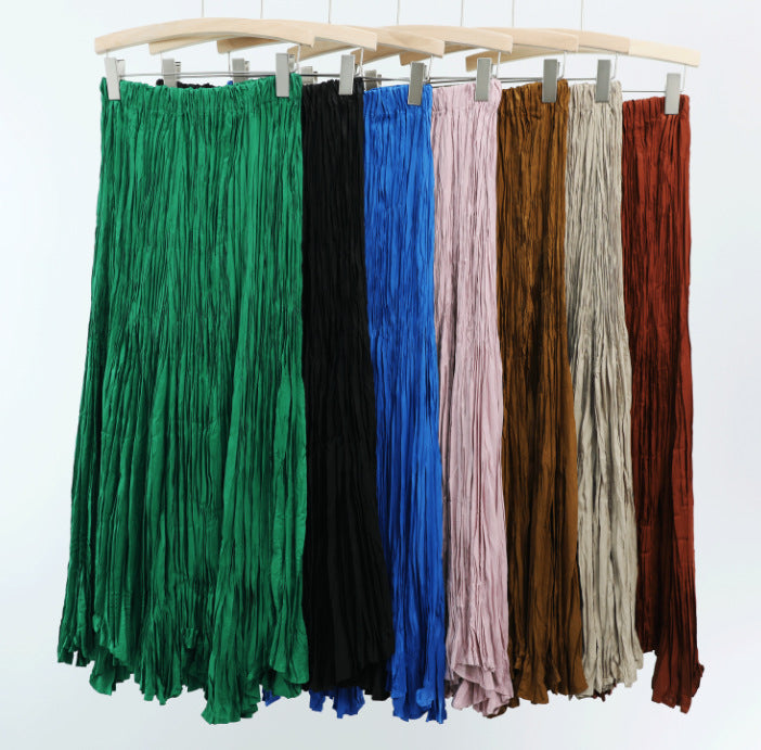 Pleated A-Line Swing Skirt – Mid-Length
