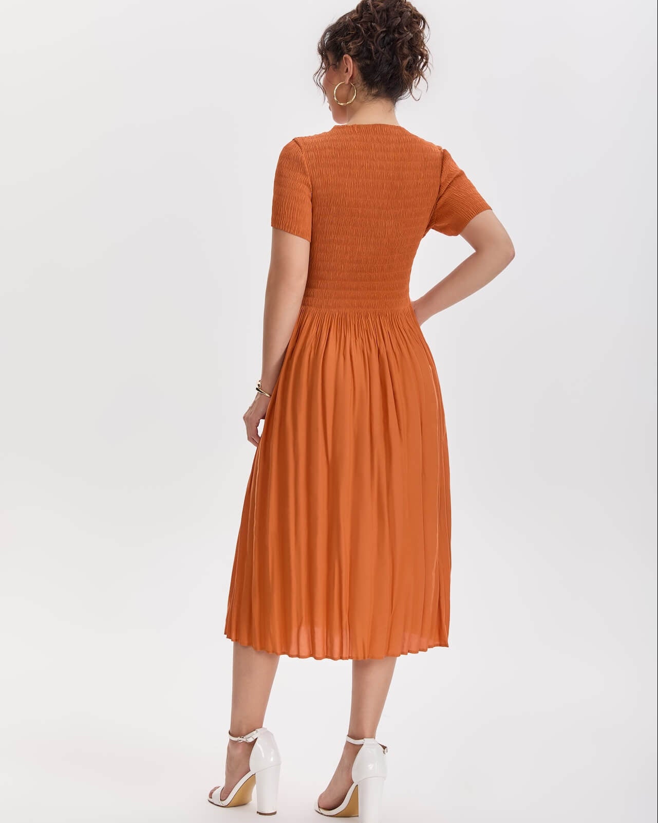 Pleated Art Midi Dress