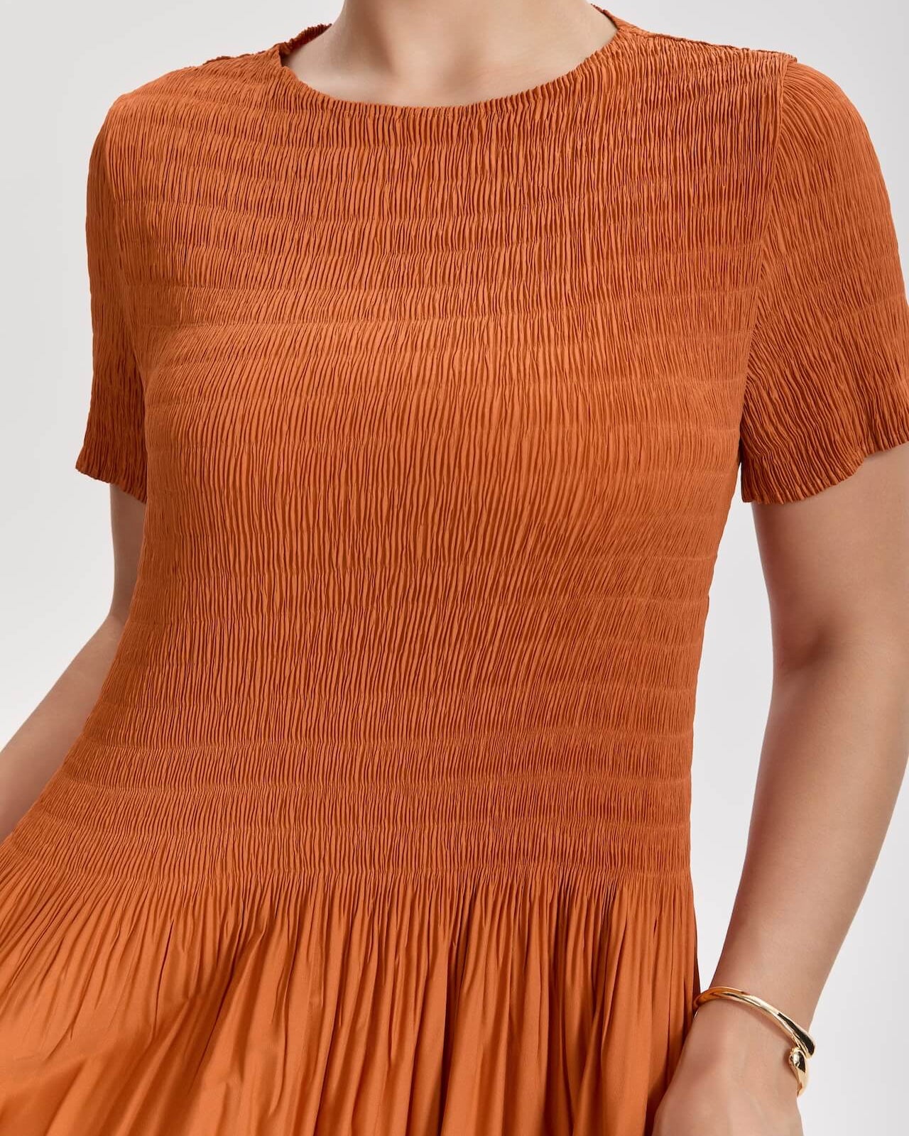 Pleated Art Midi Dress