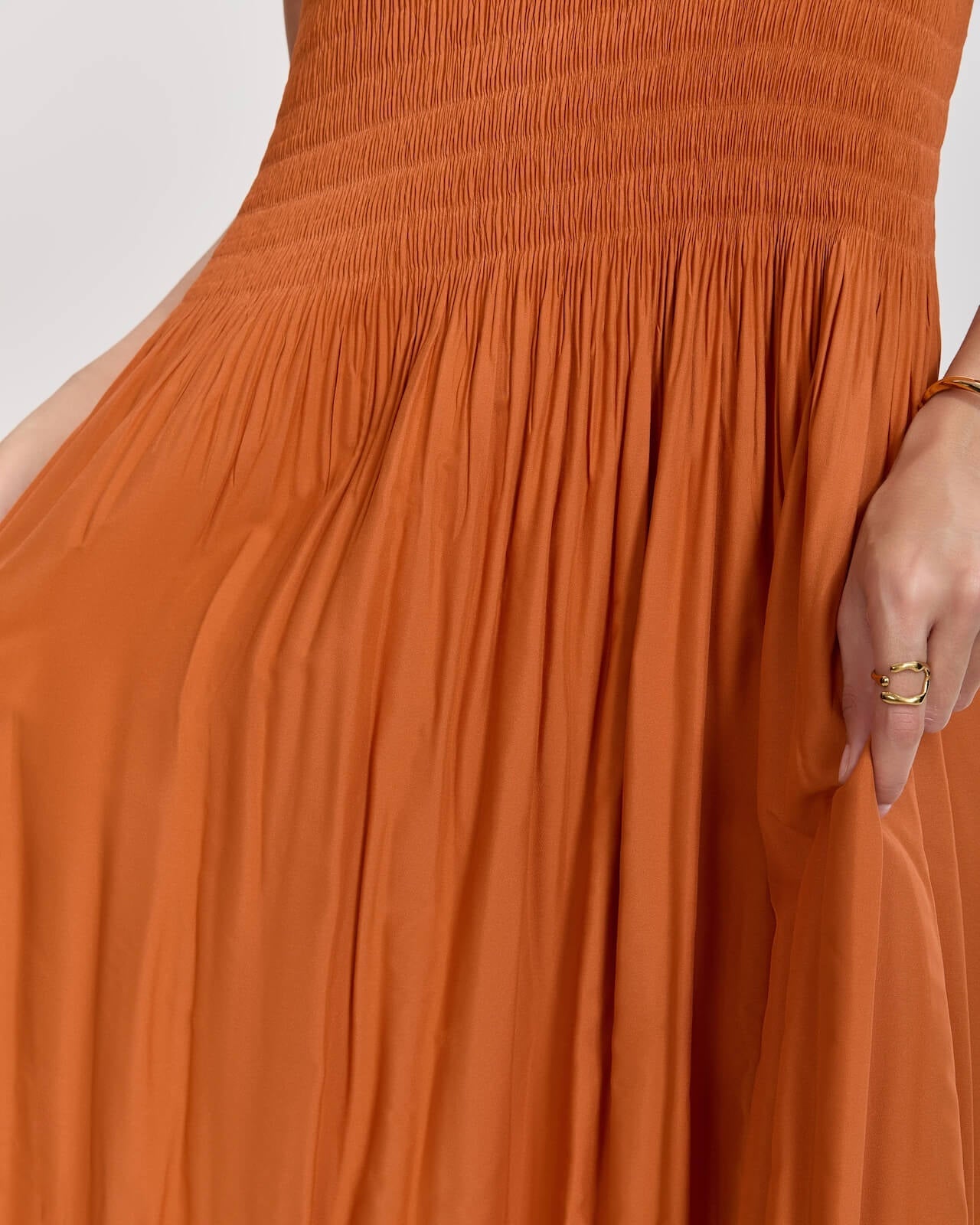 Pleated Art Midi Dress