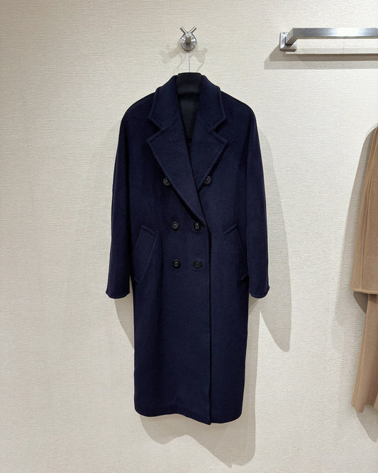 Women’s Double-Faced 100% Wool & Cashmere Double-Breasted Coat – Ultramarine