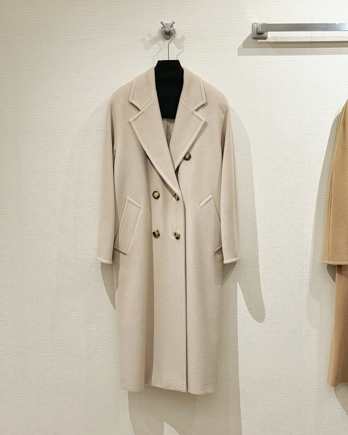 Women’s Double-Faced 100% Wool & Cashmere Double-Breasted Coat-MILK TEA
