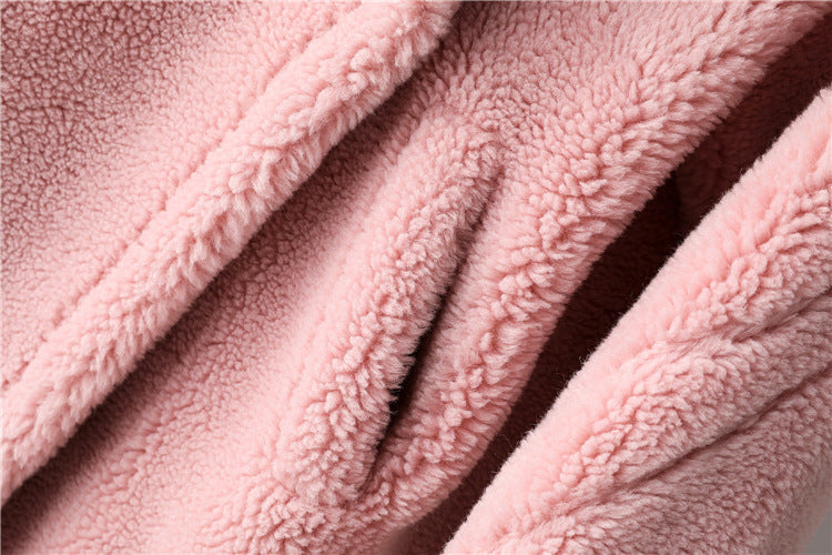 Teddy Bear Icon 100% Wool&Cashmere Coat–Cherry Blossom Pink with Hood