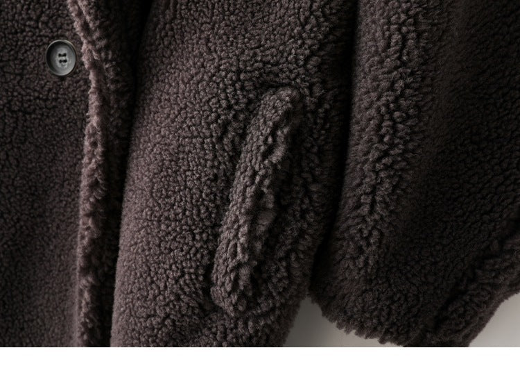 Teddy Bear Icon 100% Wool&Cashmere Coat–Gray with Hood