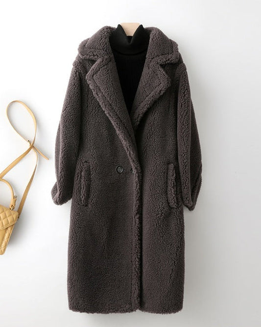 Teddy Bear Icon 100% Wool&Cashmere Coat–Gray