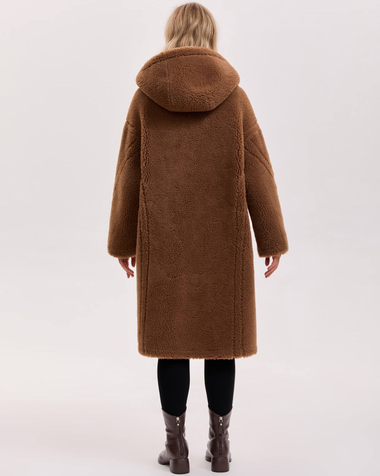Teddy Bear Icon 100% Wool&Cashmere Coat–Brown with Hood