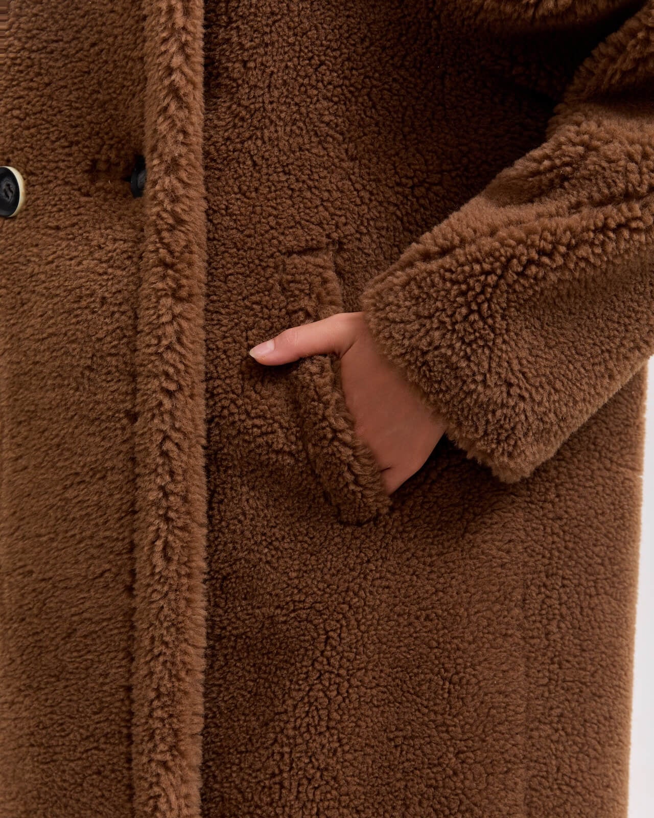 Teddy Bear Icon 100% Wool&Cashmere Coat–Brown with Hood