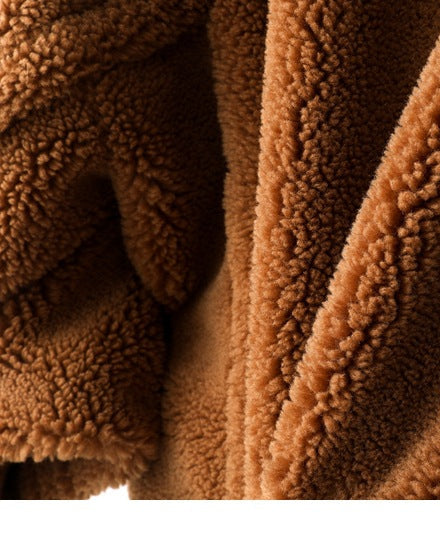 Teddy Bear Icon 100% Wool&Cashmere Coat–Brown with Hood