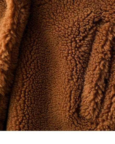 Teddy Bear Icon 100% Wool&Cashmere Coat–Brown with Hood