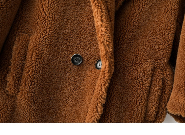 Teddy Bear Icon 100% Wool&Cashmere Coat–Brown