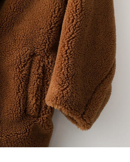 Teddy Bear Icon 100% Wool&Cashmere Coat–Brown with Hood