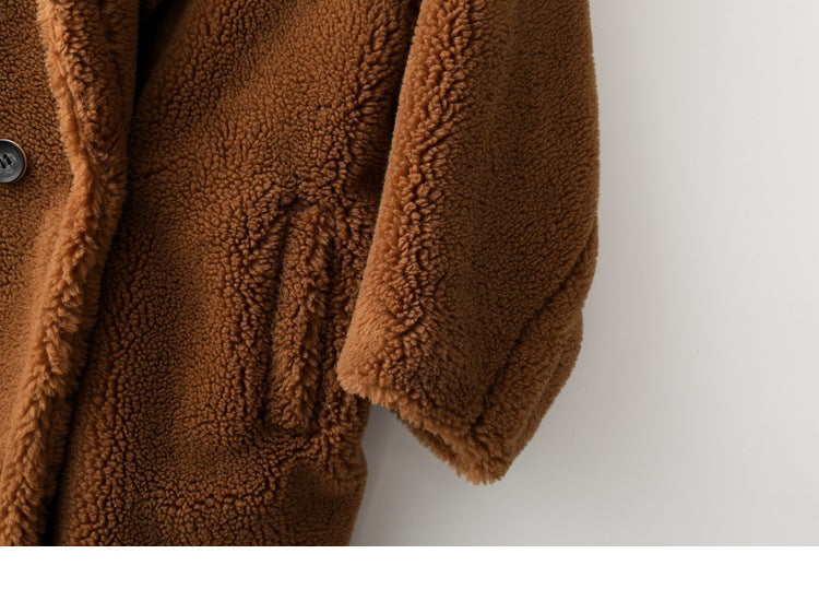 Teddy Bear Icon 100% Wool&Cashmere Coat–Brown