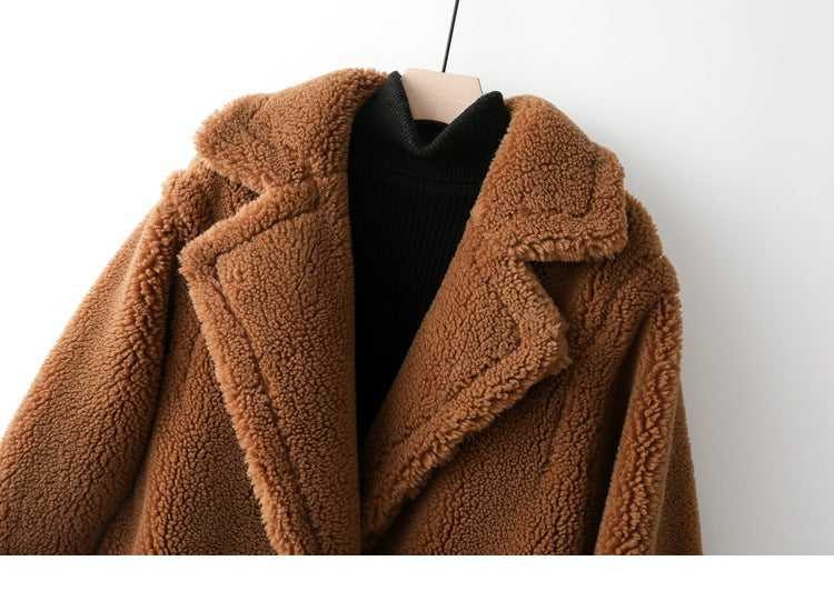 Teddy Bear Icon 100% Wool&Cashmere Coat–Brown