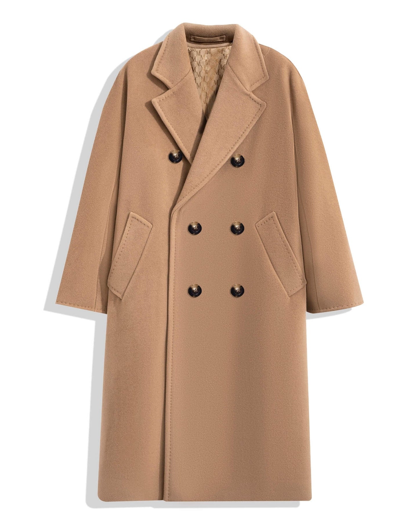 Women’s Double-Faced 100% Wool & Cashmere Double-Breasted Coat- CAMEL